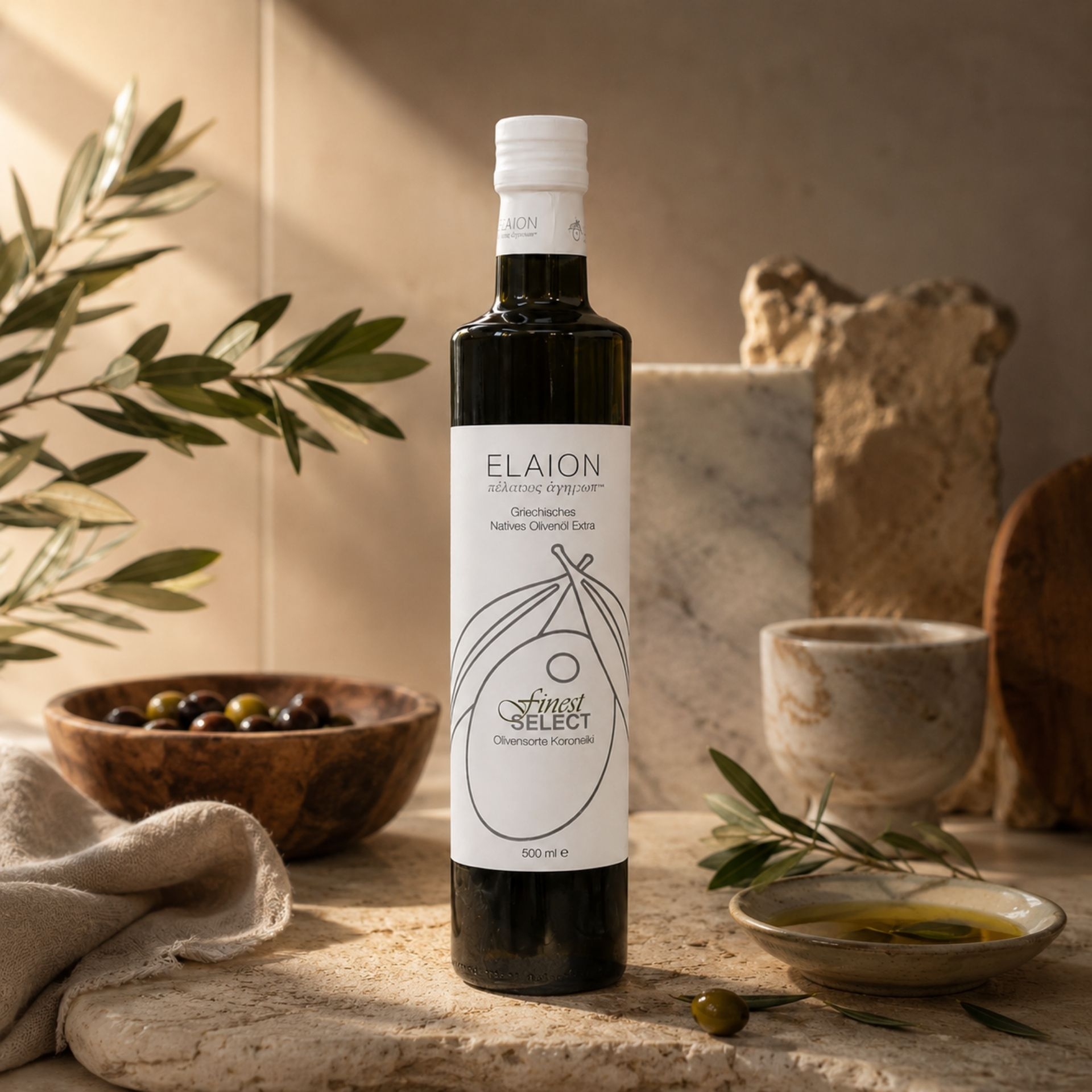 Elaion Finest Select griechisches natives Olivenoel Extra 500 ml im hochwertigen mediterranen