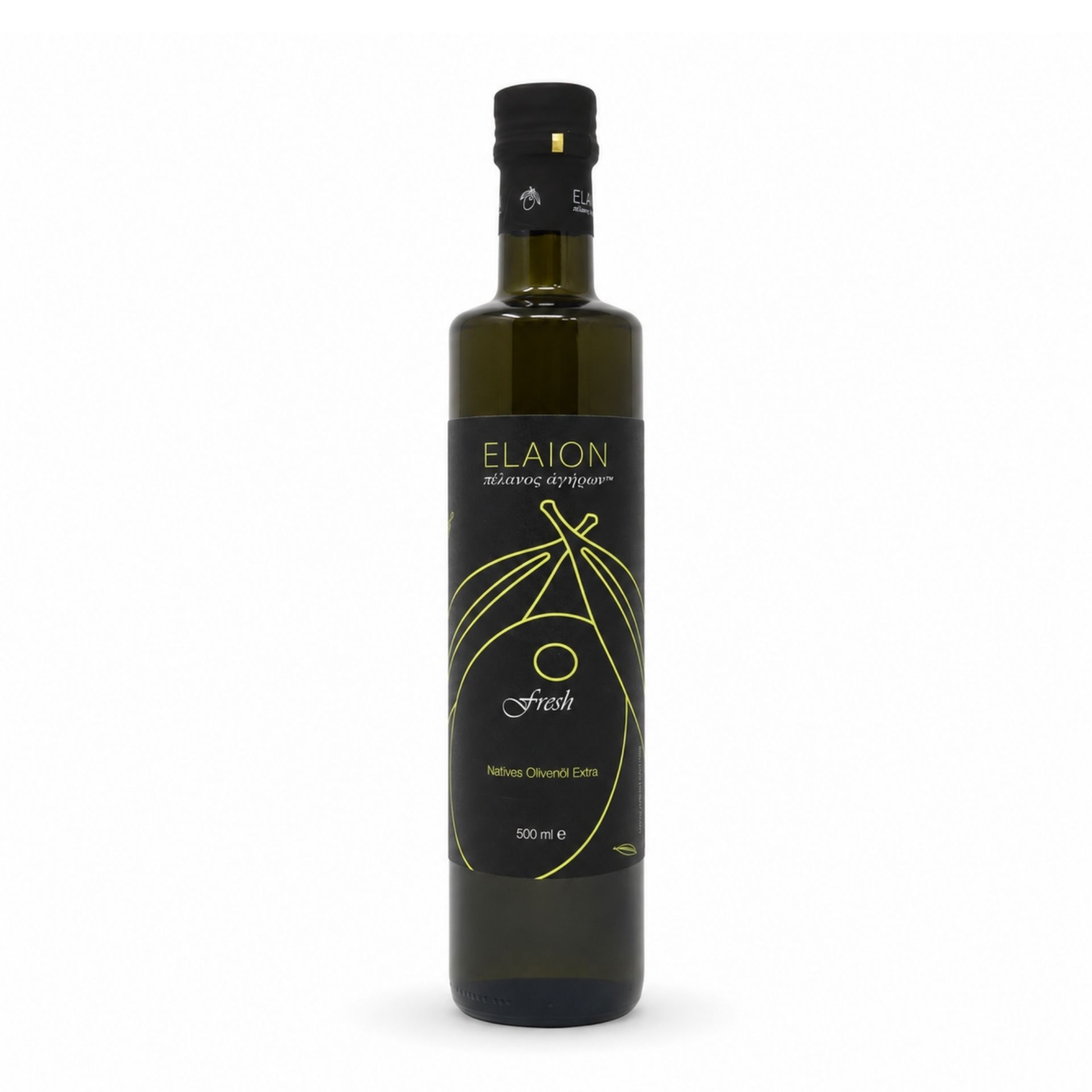 Elaion Fresh griechisches natives Olivenoel Extra 500 ml freigestellt auf weissem Hintergrund